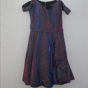 Two toned metallic prom dress